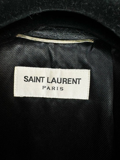 Saint Laurent Black Leather Jacket with Embroidery