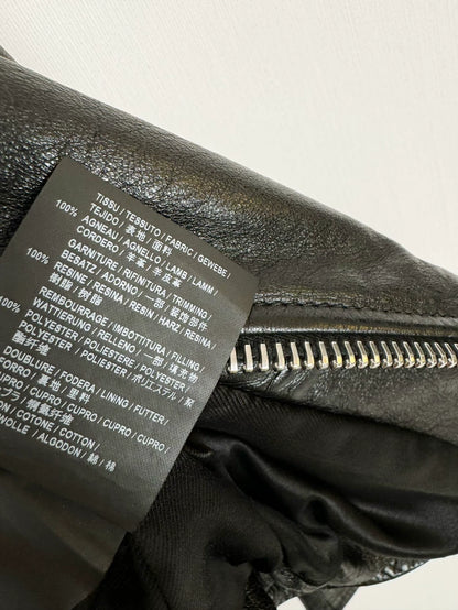 Saint Laurent Black Leather Jacket with Embroidery