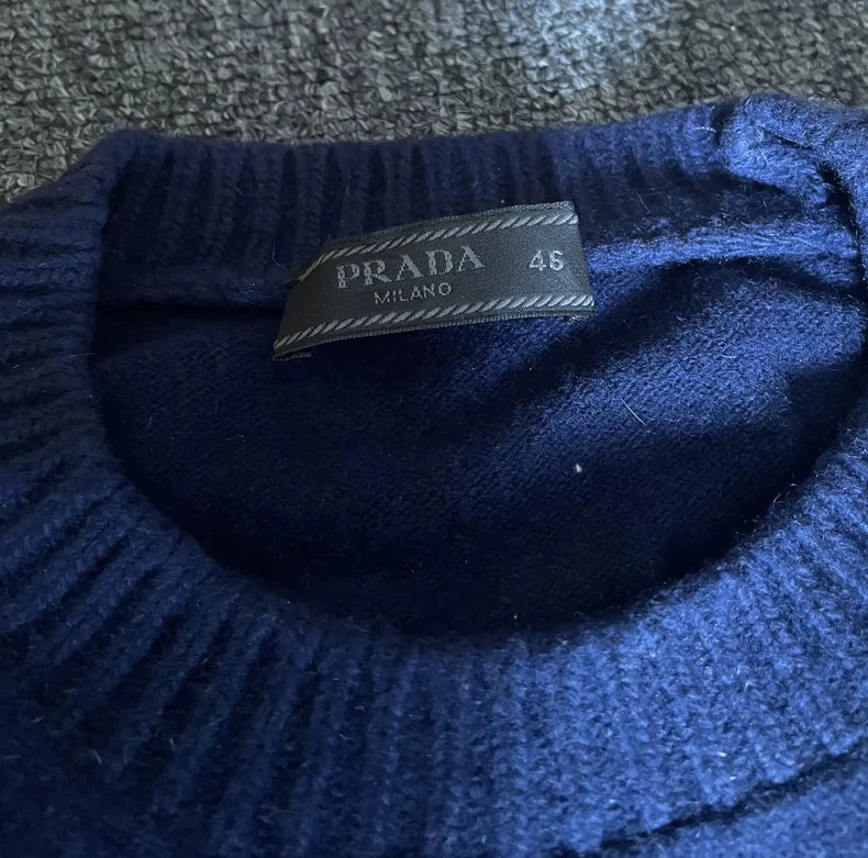 Prada Blue Wool Crewneck Sweater-yf