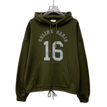 Celine Green Logo Hooded Sweatshirt