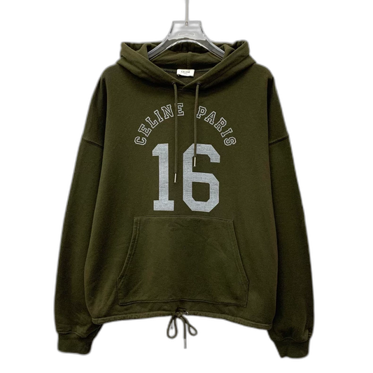 Celine Green Logo Hooded Sweatshirt