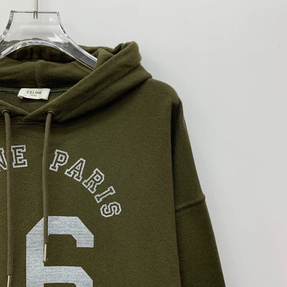Celine Green Logo Hooded Sweatshirt