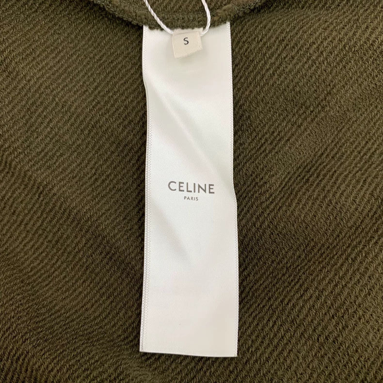 Celine Green Logo Hooded Sweatshirt