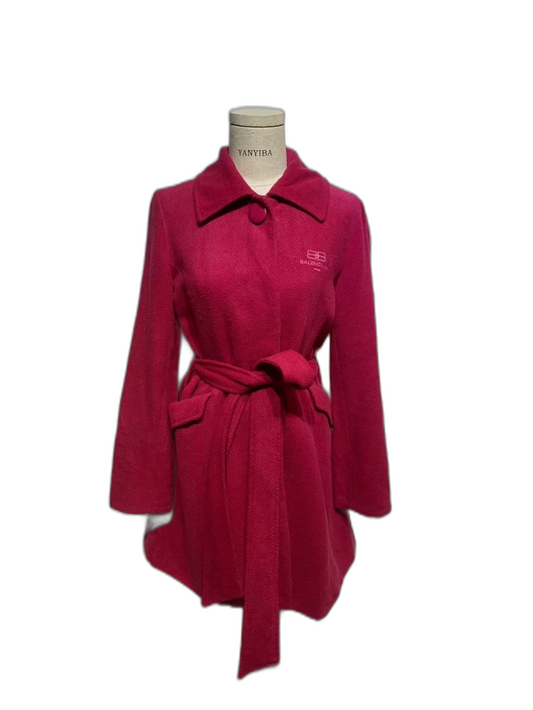 Pink Belted Wool Coat