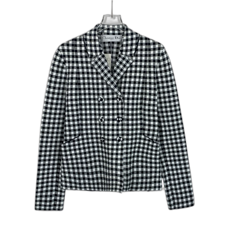 Christian Dior Black White Checkered Blazer