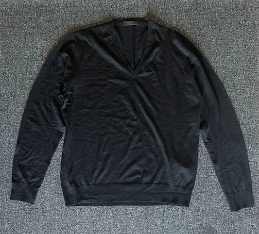 Prada V-Neck Wool Sweater Black-yf