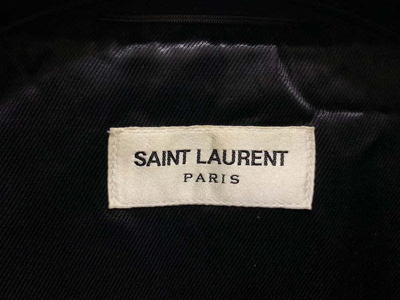 Saint Laurent Black Knit Stripe Baseball Jacket