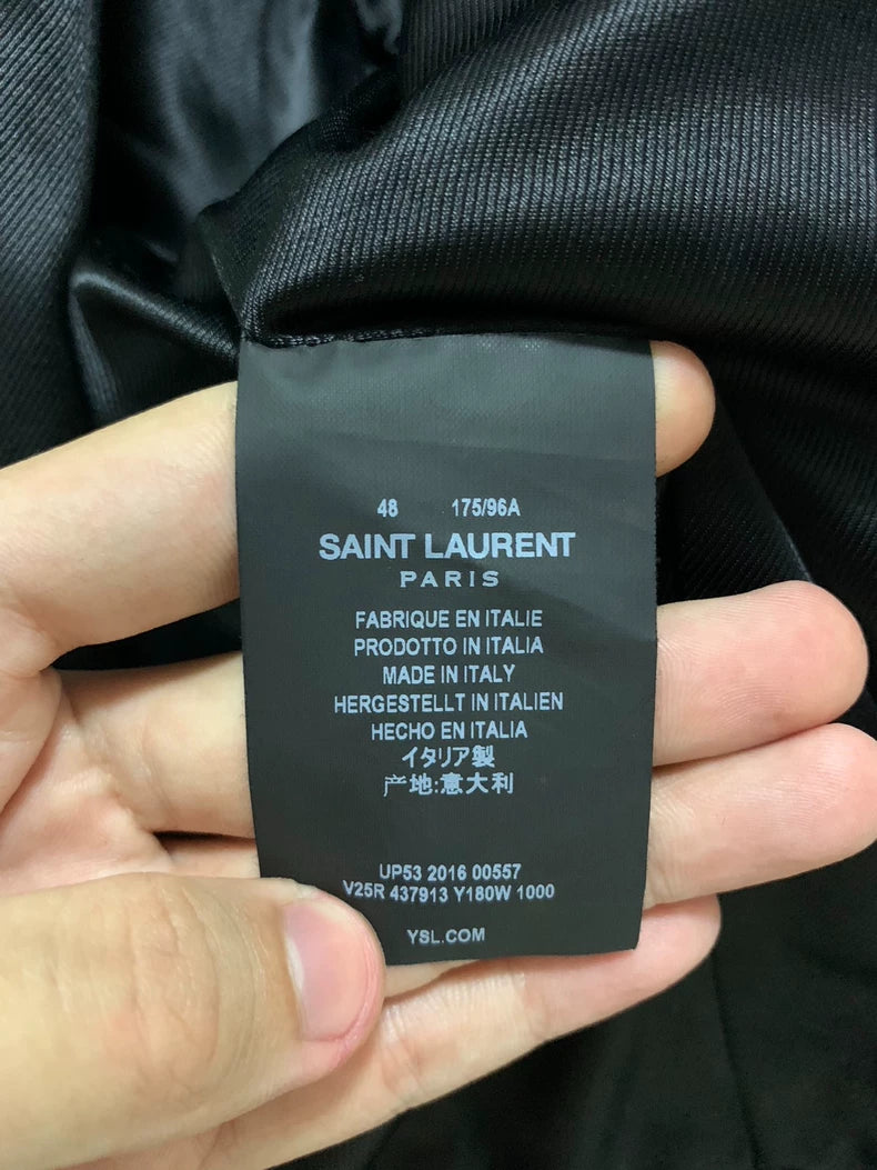 Saint Laurent Black Knit Stripe Baseball Jacket