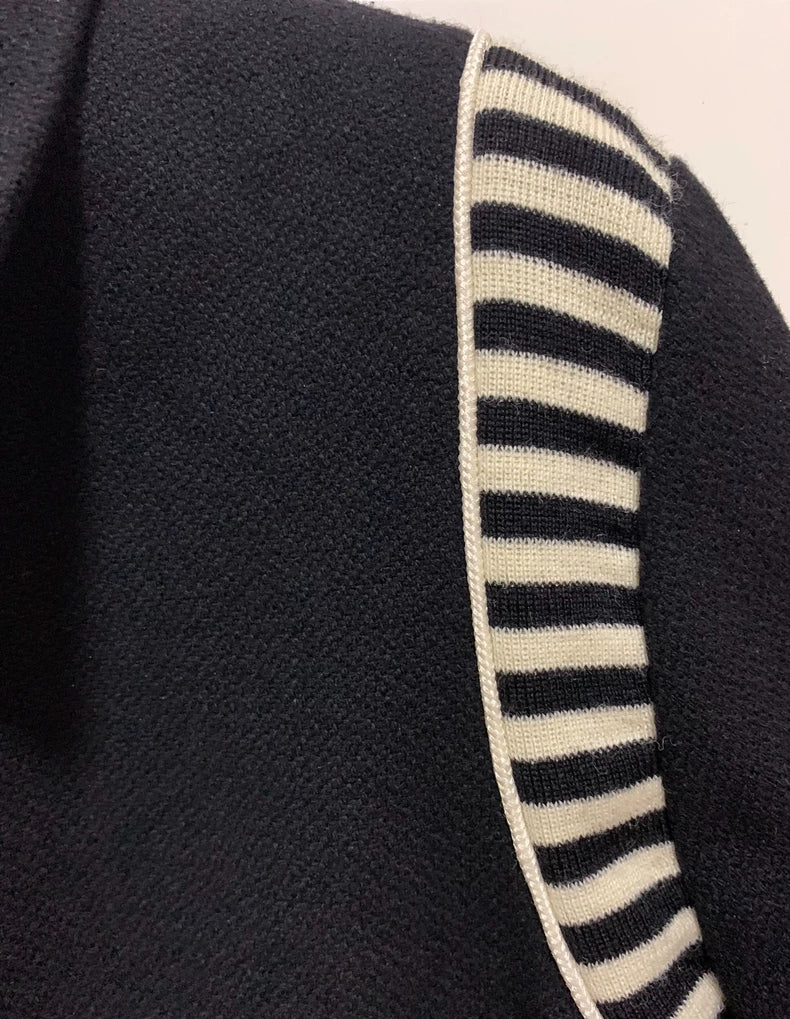 Saint Laurent Black Knit Stripe Baseball Jacket