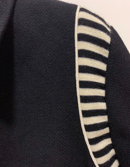 Saint Laurent Black Knit Stripe Baseball Jacket