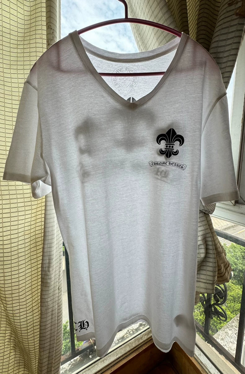 Chrome Hearts White V-Neck Short Sleeve Tee