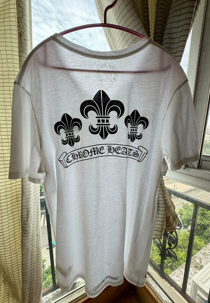 Chrome Hearts White V-Neck Short Sleeve Tee