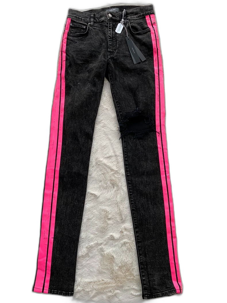 Amiri Black Pink Trackside Jeans