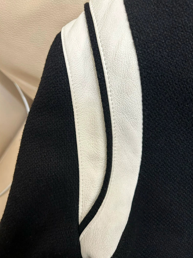 Classic Saint Laurent Black and White Varsity Jacket