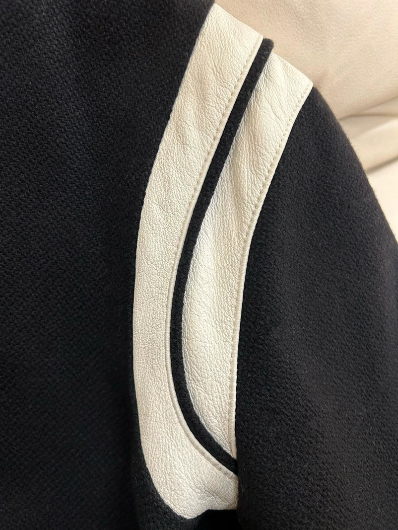 Classic Saint Laurent Black and White Varsity Jacket