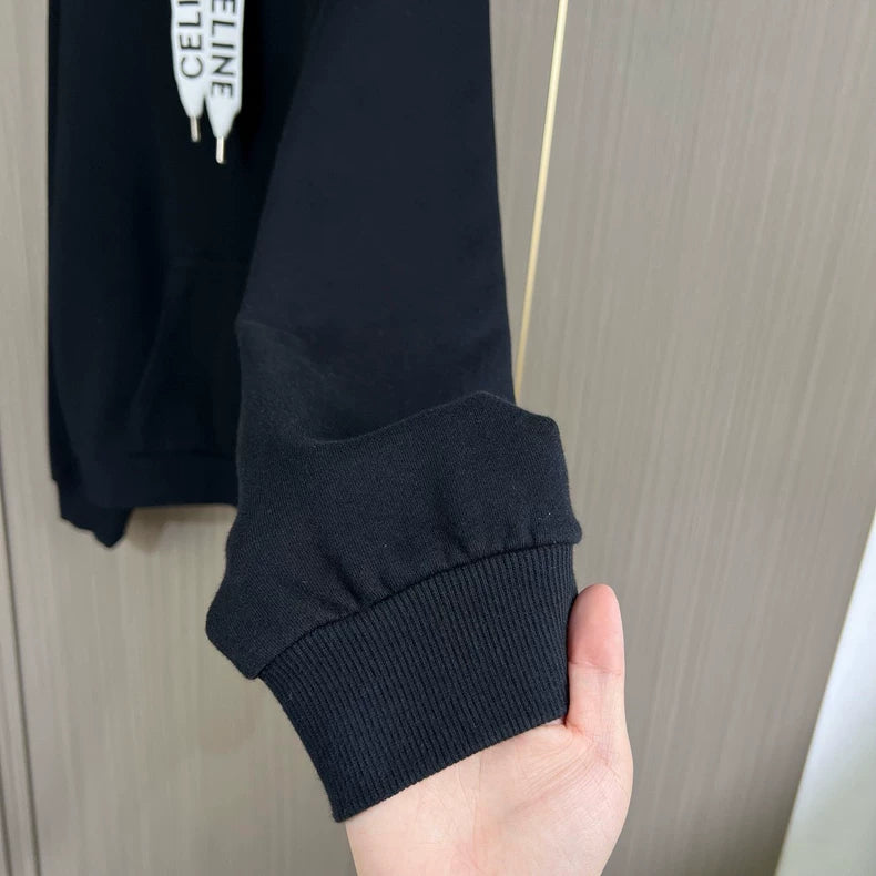 Celine Black Drawstring Hoodie