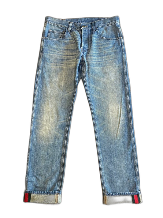 Gucci Men's Striped Tapered Denim Pants-zp