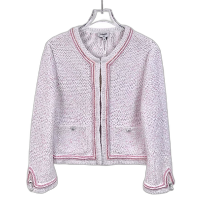Chanel Pink Knit Cardigan With Pearls