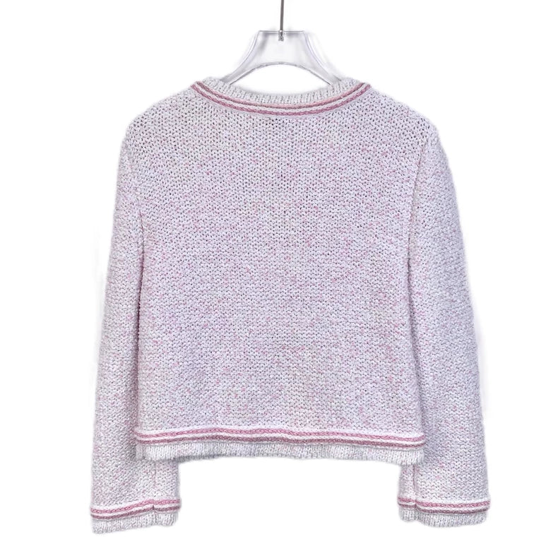 Chanel Pink Knit Cardigan With Pearls