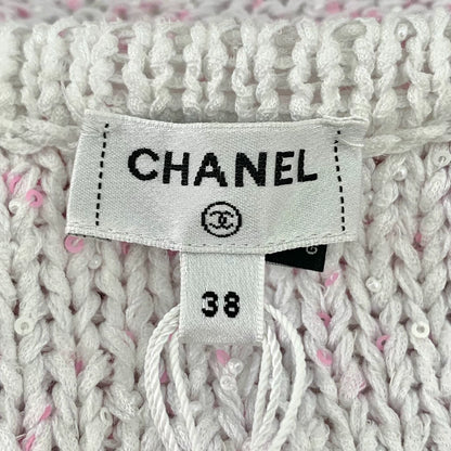 Chanel Pink Knit Cardigan With Pearls