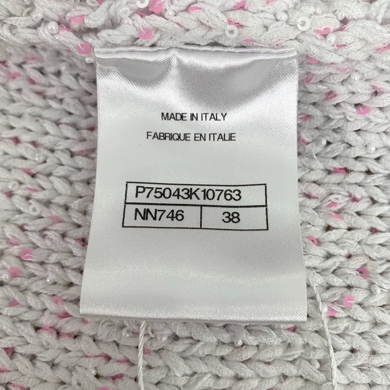 Chanel Pink Knit Cardigan With Pearls