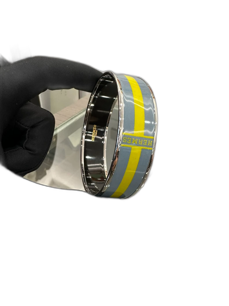 Hermes Fluorescent Yellow Logo Bracelet