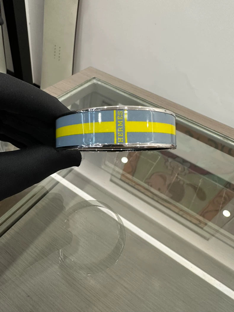 Hermes Fluorescent Yellow Logo Bracelet