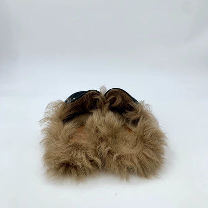 Gucci Black Fur Slip-On Loafers