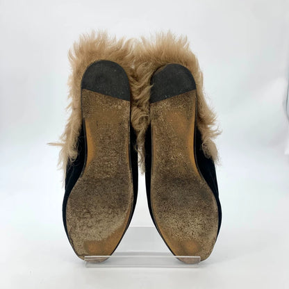 Gucci Black Fur Slip-On Loafers