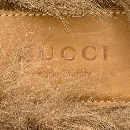 Gucci Black Fur Slip-On Loafers