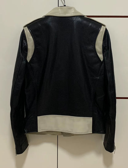 Saint Laurent Black and White Leather Jacket