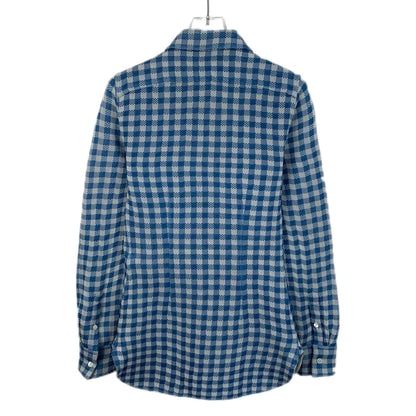 Celine Blue Check Silk Long Sleeve Shirt