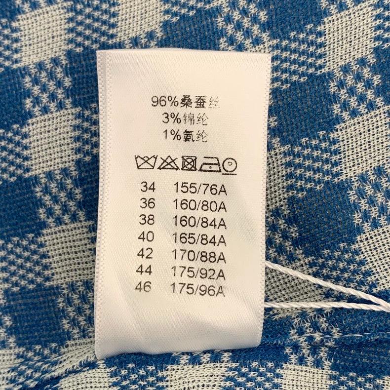 Celine Blue Check Silk Long Sleeve Shirt