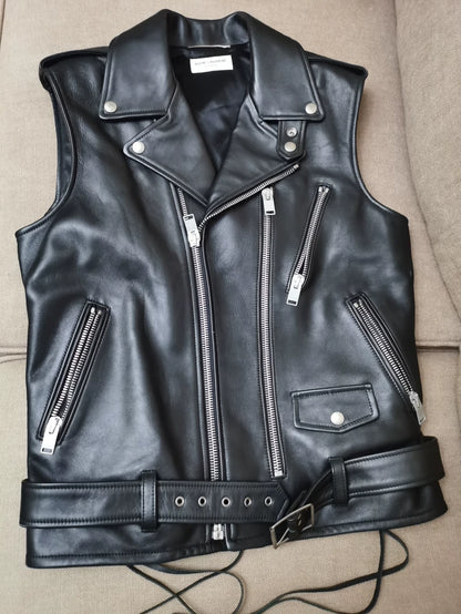 Saint Laurent Paris Leather Vest Jacket