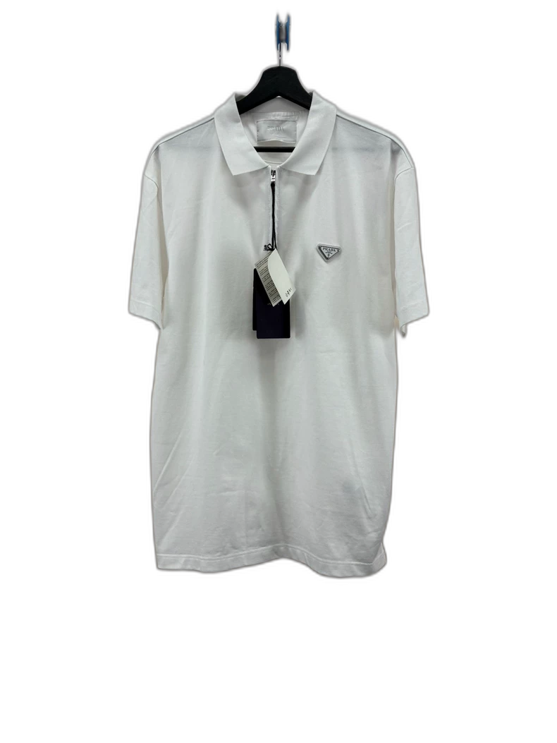 Prada White Zip Polo Shirt