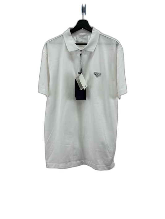 Prada White Zip Polo Shirt