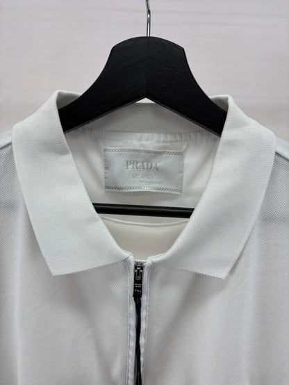 Prada White Zip Polo Shirt