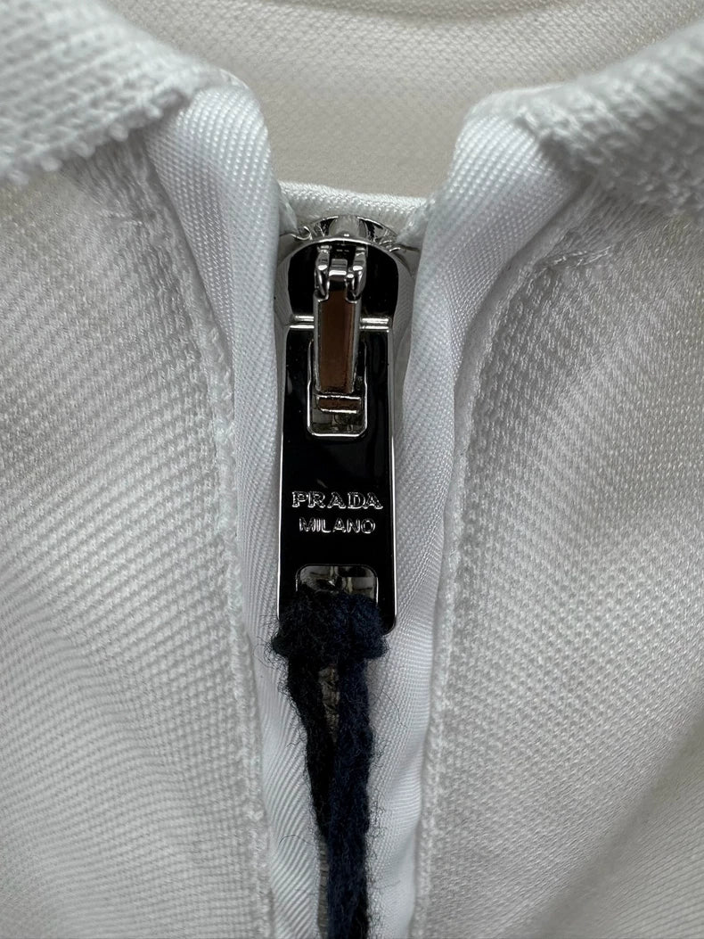 Prada White Zip Polo Shirt