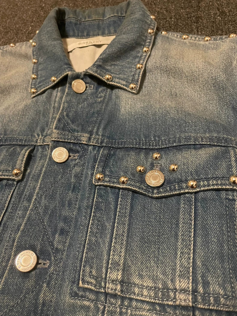 Givenchy Studded Denim Jacket Outerwear-yf