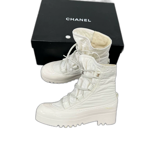 Chanel White Short Boots