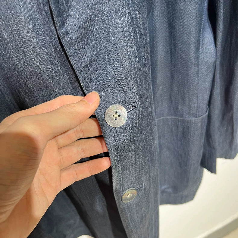 Vintage Blue Casual Suit Jacket