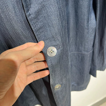 Vintage Blue Casual Suit Jacket