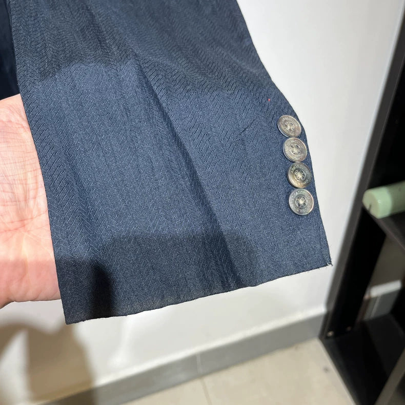Vintage Blue Casual Suit Jacket