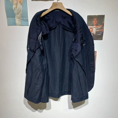 Vintage Blue Casual Suit Jacket