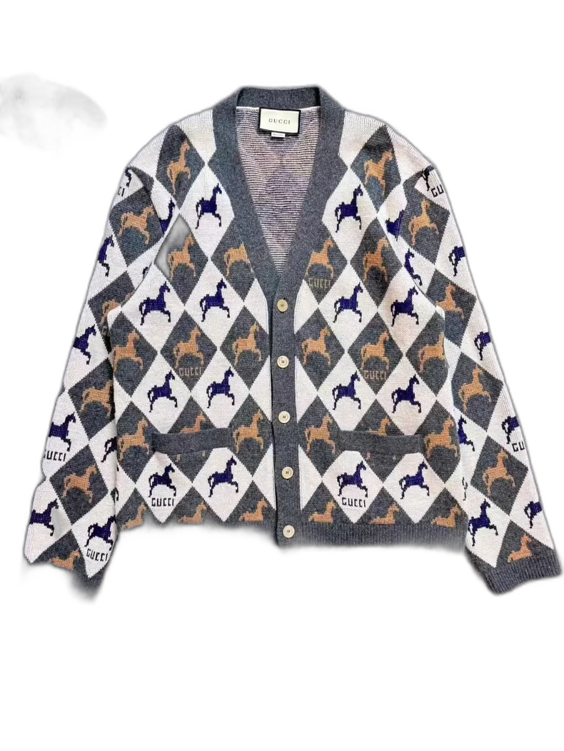 Gucci Wool Knit Cardigan with Logo