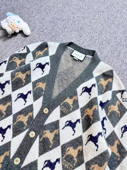 Gucci Wool Knit Cardigan with Logo