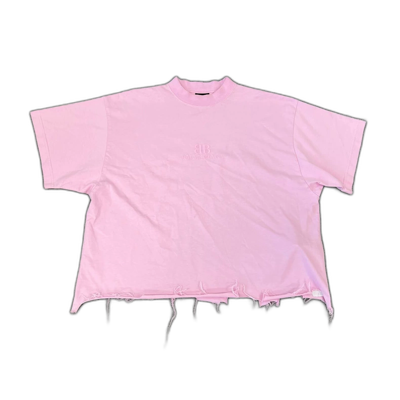 Pink Balenciaga Distressed Logo T-Shirt