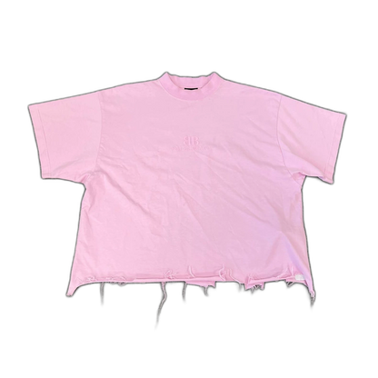 Pink Balenciaga Distressed Logo T-Shirt