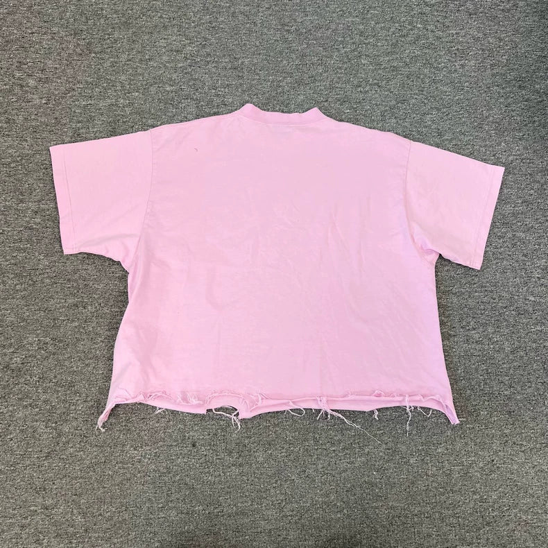 Pink Balenciaga Distressed Logo T-Shirt