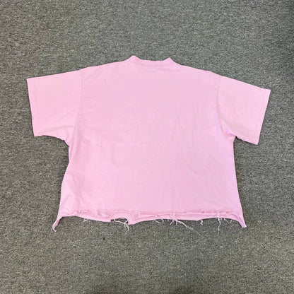 Pink Balenciaga Distressed Logo T-Shirt